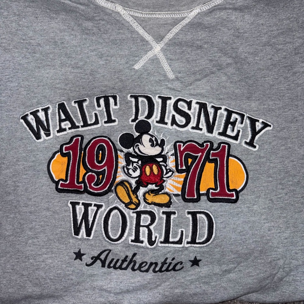 Vintage Disney Parks Embroidered Gray Long Sleeve- Walt Disney World Authentic